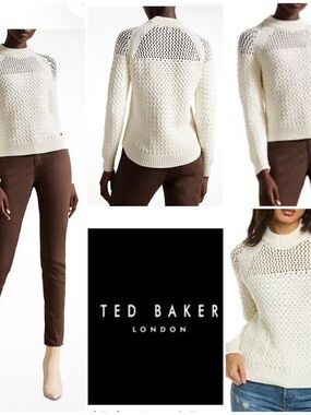 Ted Baker | Hawick Basket Stitch Cream Crewneck Sweater